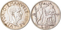 Italy 20 Lire Coin, Vittorio Emanuele III, Rome, Silver -