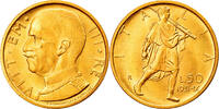 Italy 50 Lire Coin, Vittorio Emanuele III, Rome, Gold, KM:71 -