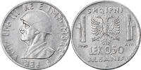 Albania 0.50 Lek Coin, Vittorio Emanuele III, Rome, Stainless -