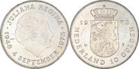 Netherlands 10 Gulden Juliana, Silver, KM:196 -