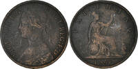 Great Britain Farthing Coin, Victoria, Bronze, KM:747.2 -