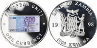 Zambia 1000 Kwacha Coin, British Royal Mint, Silver Plated -