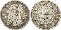 Belgium 2 Francs, 2 Frank Coin, Silver, KM:59 -
