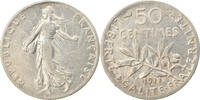 France 50 Centimes Coin, Semeuse, Paris, Silver, KM:854 -