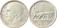 Italy 50 Centesimi Coin, Vittorio Emanuele III, Rome, Tranche striée -