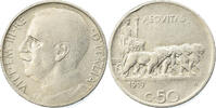 Italy 50 Centesimi Coin, Vittorio Emanuele III, Rome, Tranche striée -