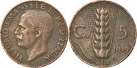 Italy 5 Centesimi Coin, Vittorio Emanuele III, Rome, Bronze -