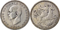 Greece 20 Drachmai Coin, Paul I, Silver, KM:85 -
