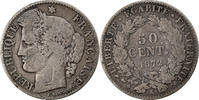 France 50 Centimes Coin, Cérès, Bordeaux, Silver, KM:834.2 -