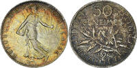 France 50 Centimes Coin, Semeuse, Paris, Silver, KM:854 -
