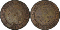 France 2 Centimes Coin, Cérès, Paris, Bronze, KM:827.1 -