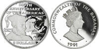 Bahamas 5 Dollars Coin, Elizabeth II, Franklin Mint, Silver -