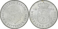 Netherlands 10 Gulden Juliana, Silver, KM:196 -
