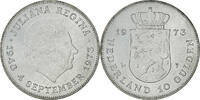 Netherlands 10 Gulden Juliana, Silver, KM:196 -