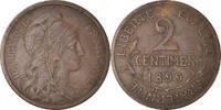 France 2 Centimes Coin, Dupuis, Paris, Bronze, KM:841 -