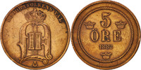 Sweden 5 Öre Coin, Oscar II, Bronze, KM:736 -