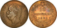 Italy 10 Centesimi Coin, Umberto I, Birmingham, Copper -