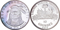 Haiti 10 Gourdes Coin, Joseph Nez Perce, Proof, Silver, KM:84 -