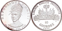 Haiti 10 Gourdes Coin, Playing Fox Fox, Proof, Silver, KM:81 -