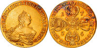 Russia 10 Roubles Elizabeth, Moscow, Gold, Friedberg:122 -