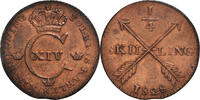 Sweden 1/4 Skilling Coin, Carl XIV Johan, Copper, KM:595 -