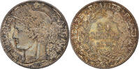 France 50 Centimes Coin, Cérès, Paris, Silver, KM:834.1 -