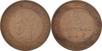 France 2 Centimes Coin, Cérès, Paris, Bronze, KM:827.1 -