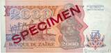 ZAIRE 2000 Zaïres Spécimen 1991 UNC