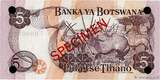 BOTSWANA (REPUBLIC OF) 5 Pula Spécimen 1976 UNC