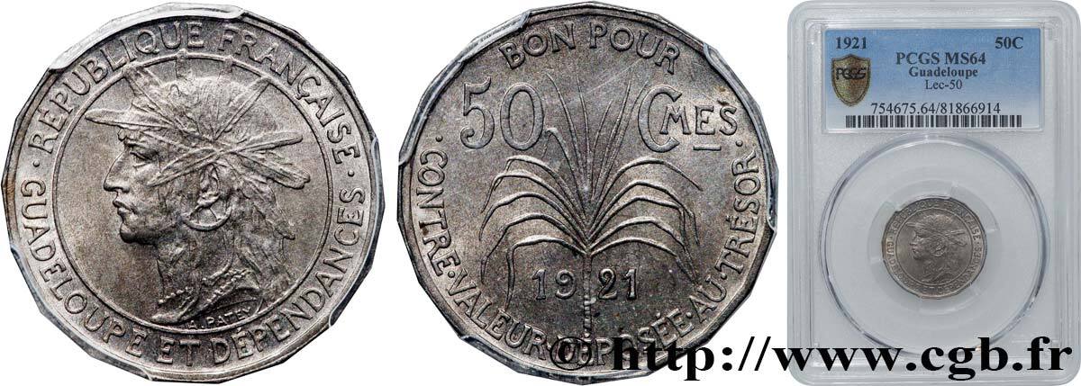 50 Бон Пур 1924. Гваделупа 1 Франк 1921.