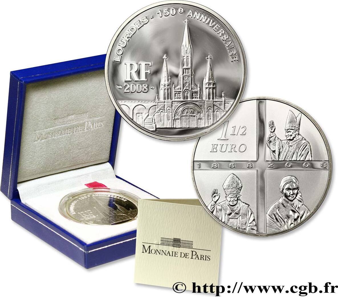 Belle Epreuve 1 Euro 1 2 Lourdes 1858 08 France 08 37mm 22 2g 12h Proof Set Ma Shops