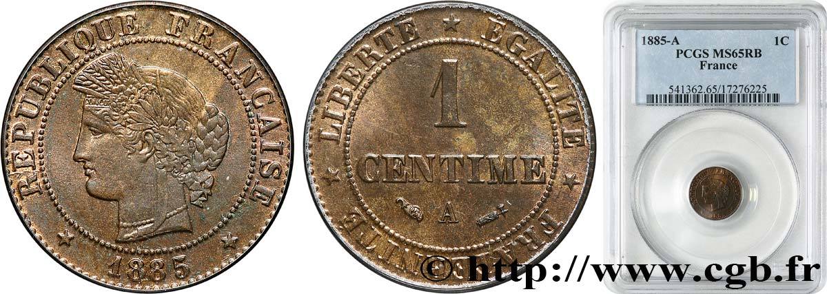 1 centime Cérès 1885 FRANCE III REPUBLIC Paris 1885 (15mm, 1g, 6h) MS65