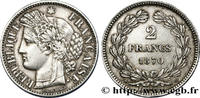 FRANCE 2 francs Cérès, sans légende GOUVERNEMENT DE LA DÉFENSE NATIONALE Paris 1870 (27mm, 9,98g, 6h) -
