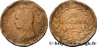 FRANCE Un décime Dupré, grand module, refrappage du 2 d DIRECTOIRE Strasbourg 1797 (32mm, 18,46g, 6h) -