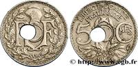 FRANCE 5 centimes Lindauer petit module, trou décentré III REPUBLIC Paris 1936 (17mm, 1,94g, 6h) -