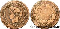 FRANCE 5 centimes Cérès III REPUBLIC Bordeaux 1871 (25mm, 4,81g, 6h) -
