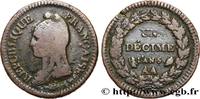 FRANCE Un décime Dupré, grand module, refrappage du 2 d DIRECTOIRE Metz 1797 (33mm, 19,08g, 6h) -