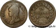 FRANCE Un décime Dupré, grand module, refrappage du 2 d DIRECTOIRE Paris 1797 (33mm, 19,29g, 6h) -