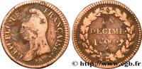 FRANCE Un décime Dupré, grand module, refrappage du 2 d DIRECTOIRE Paris 1797 (32mm, 19,22g, 6h) -