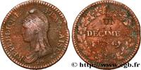 FRANCE Un décime Dupré, modification du 2 décimes DIRECTOIRE Paris 1796 (31mm, 17,98g, 6h) -
