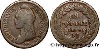 FRANCE Un décime Dupré, grand module DIRECTOIRE Strasbourg 1799 (31,51mm, 18,68g, 6h) -