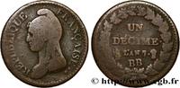 FRANCE Un décime Dupré, grand module DIRECTOIRE Strasbourg 1799 (31,7mm, 19,33g, 6h) -