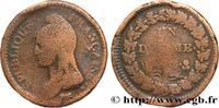 FRANCE Un décime Dupré, grand module, refrappage du 2 d DIRECTOIRE Limoges 1797 (32mm, 20,25g, 6h) -