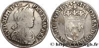 FRANCE Quart d'écu, portait à la mèche longue LOUIS XIV THE SUN KING Rennes 1654 (26,5mm, 6,6g, 6h) -