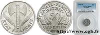 FRANCE 50 centimes Francisque, légère FRENCH STATE Beaumont-Le-Roger 1943 (18mm, 0,70g, 6h) -