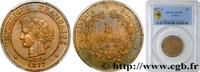 FRANCE 5 centimes Cérès III REPUBLIC Paris 1877 (25,12mm, 5g, 6h) -
