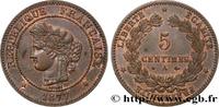 FRANCE 5 centimes Cérès III REPUBLIC Paris 1877 (25,12mm, 5g, 6h) -