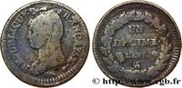 FRANCE Un décime Dupré, grand module, refrappage du 2 d DIRECTOIRE Paris 1797 (33mm, 18,32g, 6h) -