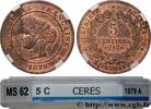 FRANCE 5 centimes Cérès III REPUBLIC Paris 1879 (25mm, 5,04g, 6h) -