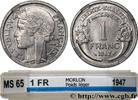 FRANCE 1 franc Morlon, légère IV REPUBLIC 1947 (23mm, 1,32g, 6h) -
